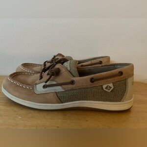 Sperry Top Sider Songfish Leather Womens Linen/Oat Boat Shoe Size 5